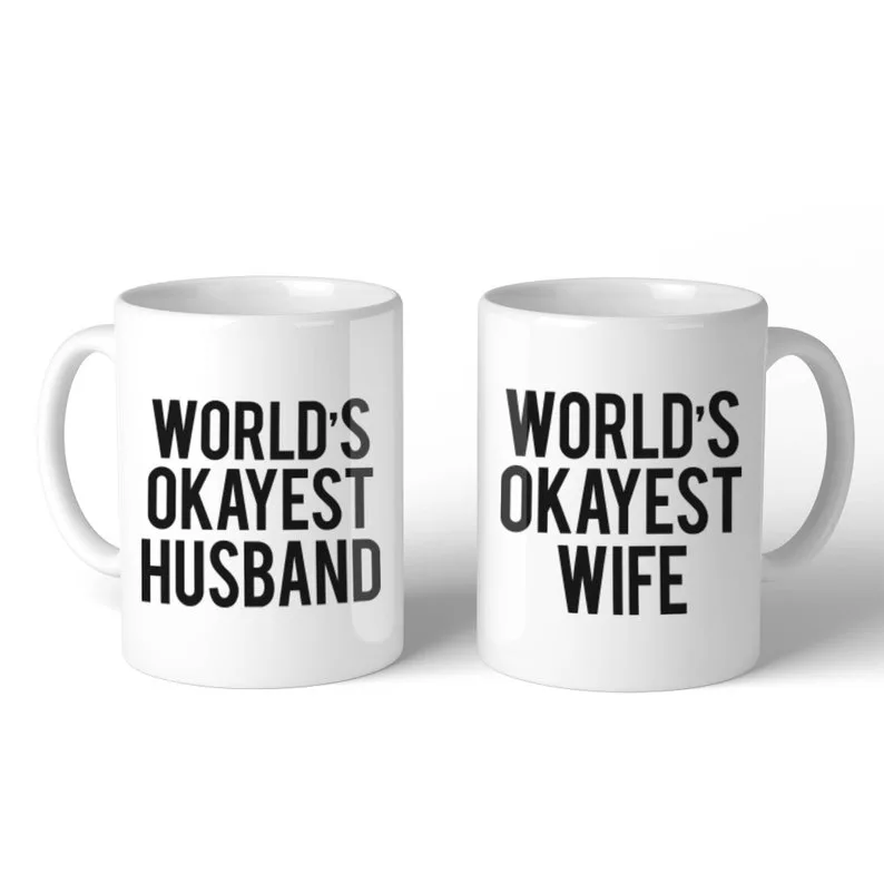 Mug (WORLD'S OKAYEST HUSBAND & WORLD'S OKAYEST WIFE)