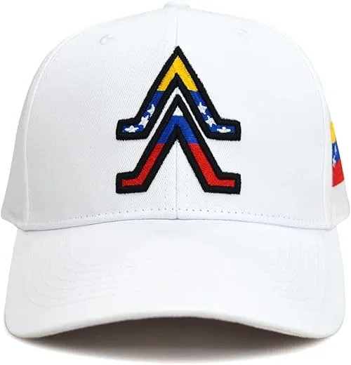 MAPKA Baseball Cap with Venezuela Flag Colors Logo, White Cotton, Adjustable Fit