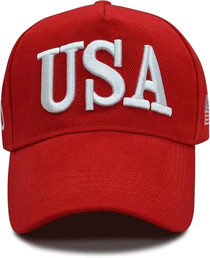 MAPKA USA Baseball Cap, Red Cotton, White Embroidered Letters, Adjustable Fit