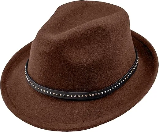 The Tie Hub Vintage Solid Dark Brown Fedora Hat – Classic & Stylish Wool Felt Hat