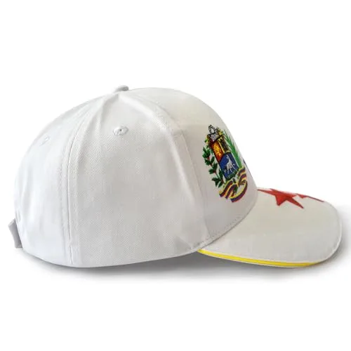MAPKA Baseball Cap with Embroidered Stars, White, Adjustable, Red Blue Yellow Star Design