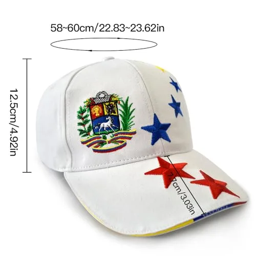 MAPKA Baseball Cap with Embroidered Stars, White, Adjustable, Red Blue Yellow Star Design