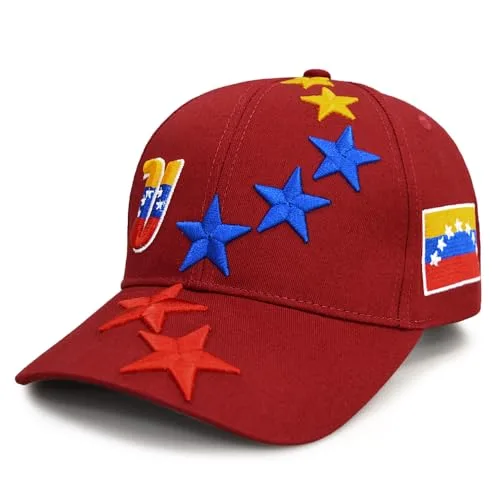 MAPKA Baseball Cap with Stars and U Design, Red, Embroidered Stars, Adjustable