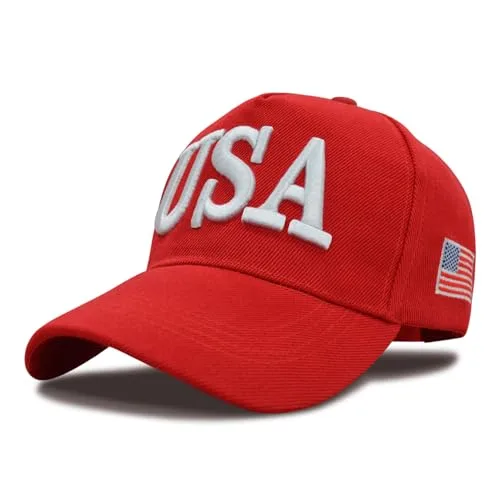 MAPKA USA Baseball Cap, Red Cotton, White Embroidered Letters, Adjustable Fit