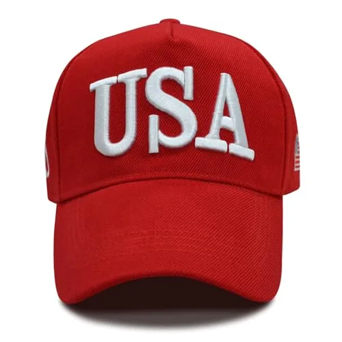 MAPKA USA Baseball Cap, Red Cotton, White Embroidered Letters, Adjustable Fit