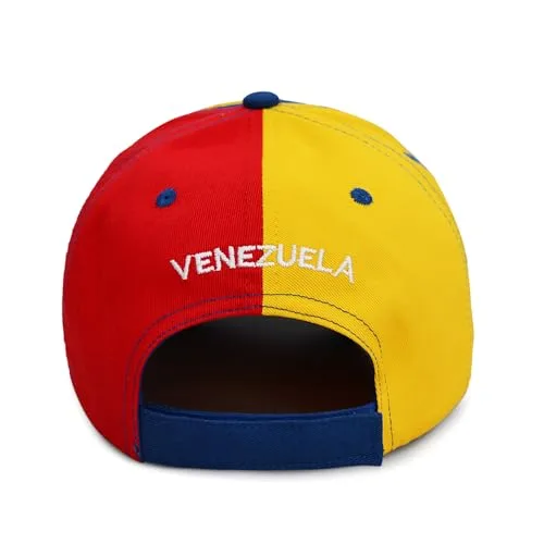 MAPKA Venezuela Baseball Cap, Blue with Stars, Embroidered U Logo, Red and Yellow Accents