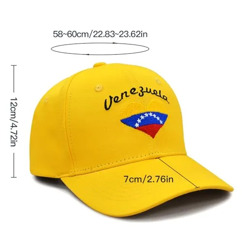 MAPKA Venezuela Flag Baseball Cap, Yellow Cotton, Embroidered Design, Adjustable