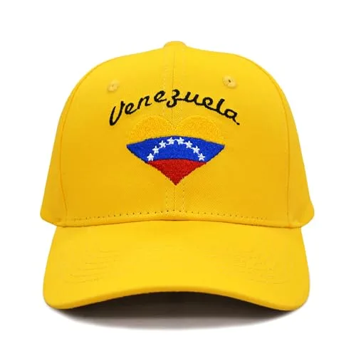 MAPKA Venezuela Flag Baseball Cap, Yellow Cotton, Embroidered Design, Adjustable