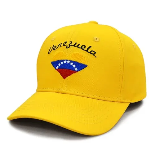 MAPKA Venezuela Flag Baseball Cap, Yellow Cotton, Embroidered Design, Adjustable