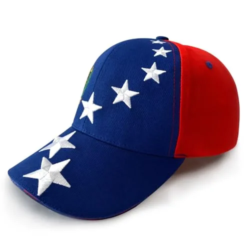 MAPKA Venezuelan Flag Baseball Cap, 7 Stars Embroidered Design, Blue with National Emblem, Adjustable