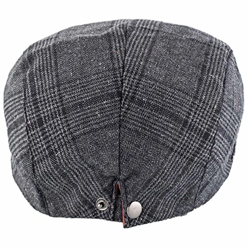 The Tie Hub Grey & Black Merchants Flat Cap – Classic Newsboy Hat for Men