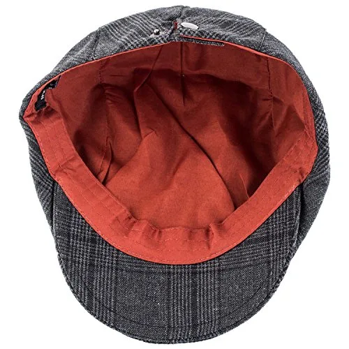 The Tie Hub Grey & Black Merchants Flat Cap – Classic Newsboy Hat for Men