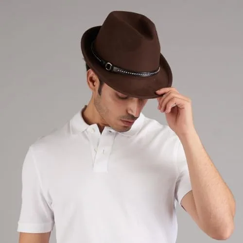 The Tie Hub Vintage Solid Dark Brown Fedora Hat – Classic & Stylish Wool Felt Hat - Image 6